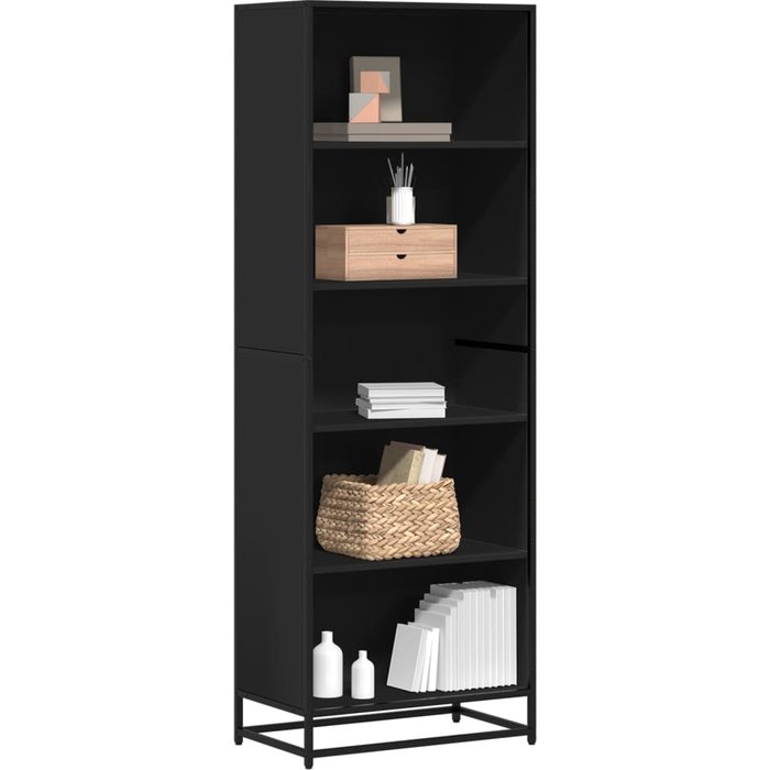 Librería negra, 60x35x170,5 cm, madera de ingeniería. - pangivo