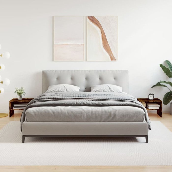 Vidaxl mesita de noche madera contrachapada roble ahumado 40x30x30 cm