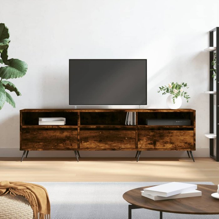 Mueble de tv de roble ahumado 150x30x44,5 cm madera de ingeniería