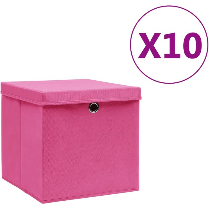 Maison exclusive - cajas de almacenaje con tapas 10 uds rosa 28x28x28 cm