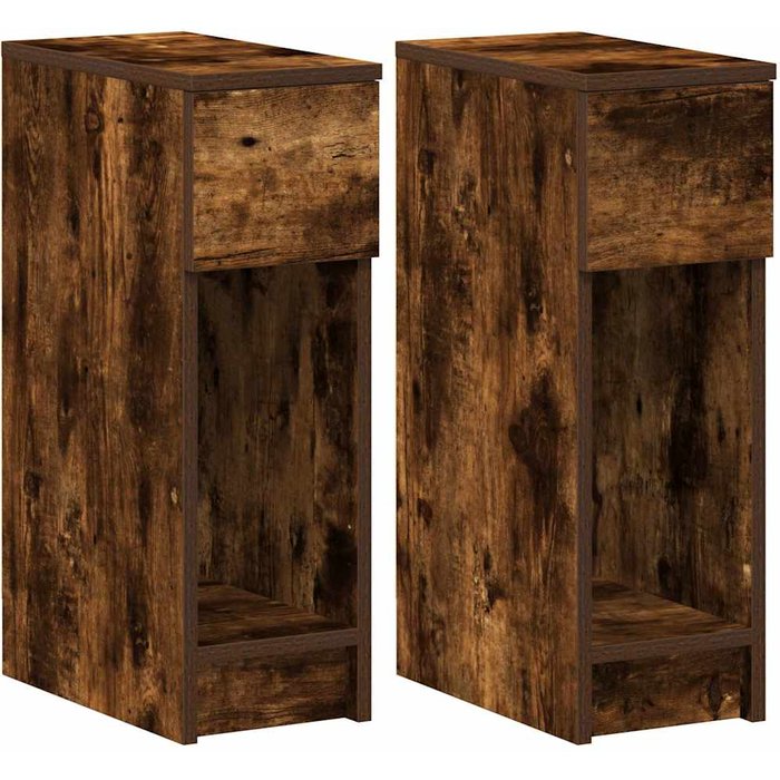 Mesillas de noche con cajón 2 uds roble ahumado 20x36x60 cm - comfortxl