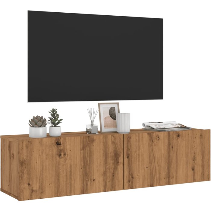 Mueble de tv de pared de roble hecho a mano, 120x30x30 cm, madera de ingeniería