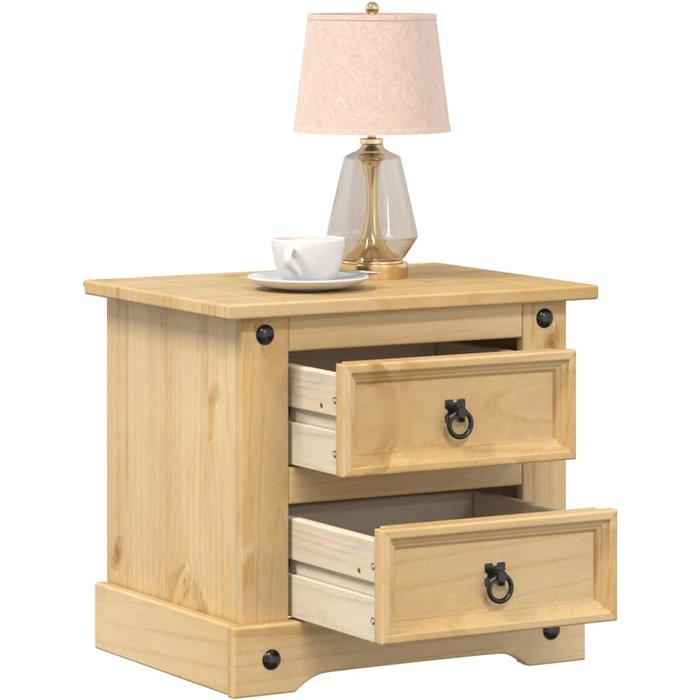 Mesita de noche corona 53x39x50 cm madera maciza de pino