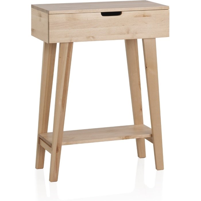 Mesa auxiliar de madera de abedul natural