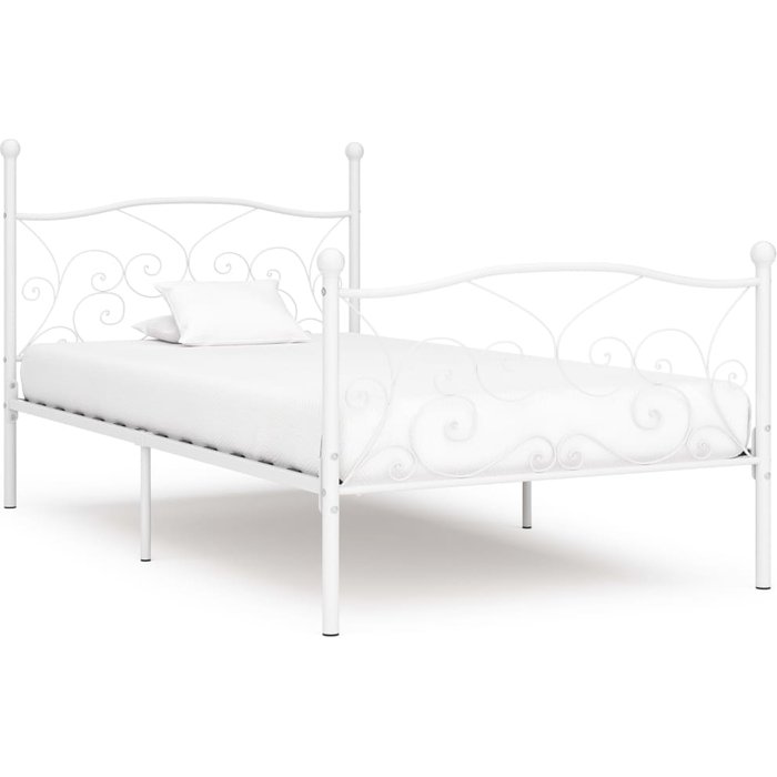 Cama con somier sin colchón metal blanco 90x200 cm