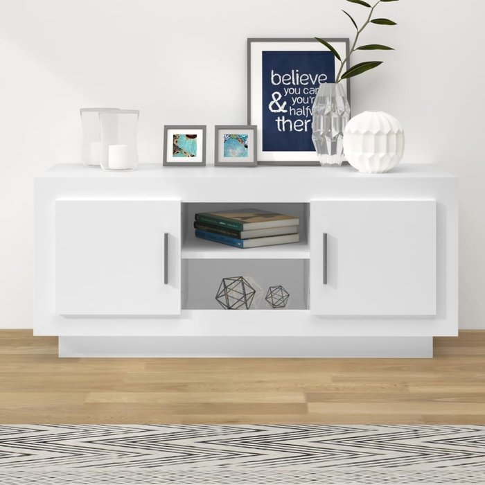 Mueble de tv blanco 102x35x45 cm madera de ingeniería