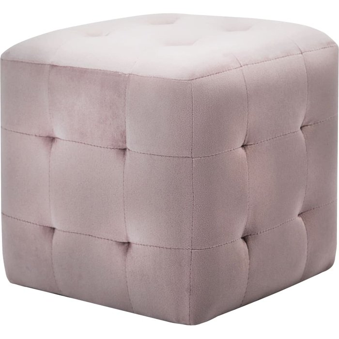 2 uds mesitas de noche rosa 30x30x30 cm tela terciopelo