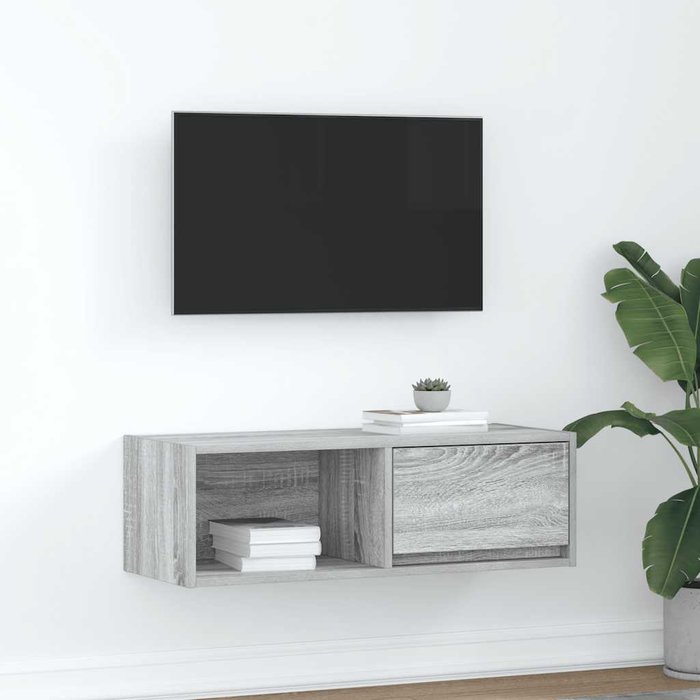 Mueble de tv sonoma gris 80x31x25,5 cm madera de ingeniería