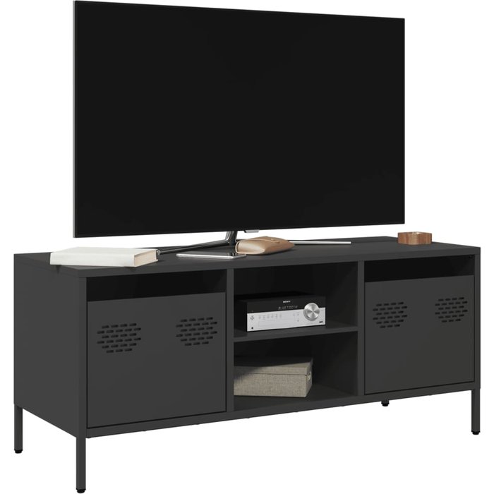 Mueble para tv acero laminado en frío negro 101,5x39x43,5 cm