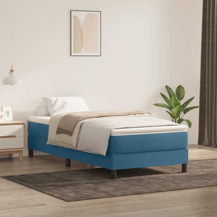 Maison exclusive - cama box spring sin colchón azul oscuro terciopelo 90x220 cm