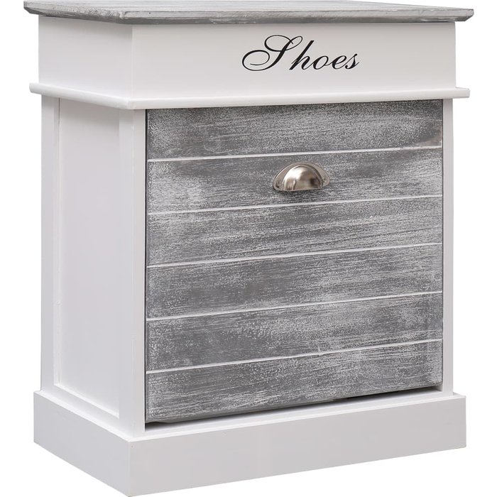 Mueble zapatero de madera de paulownia gris 50x28x58 cm