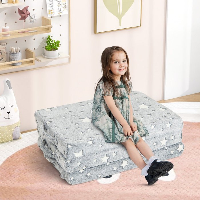 Colchón plegable infantil con estrellas fluorescentes y funda extraíble lavable