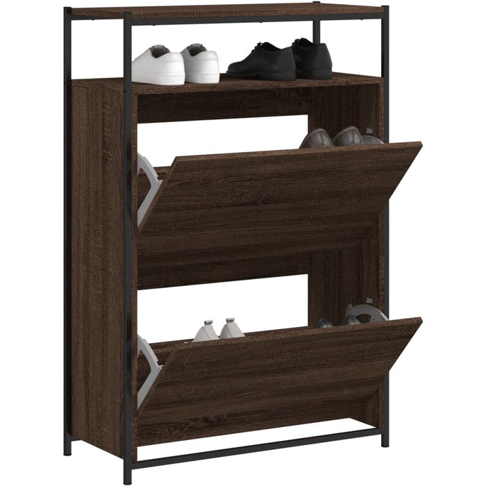 Zapatero roble marrón 75x34x112 cm madera contrachapada