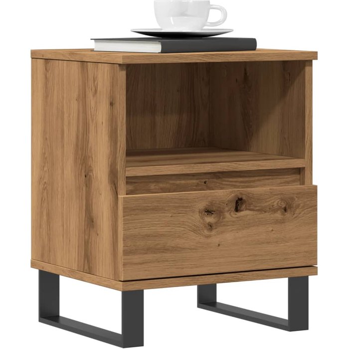 Mesita de noche artesanal de roble 40x35x50 cm de madera contrachapada