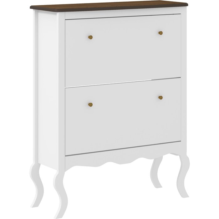 Zapatero estilo francés 16 pares 2 cajones blanco 84x29x109cm