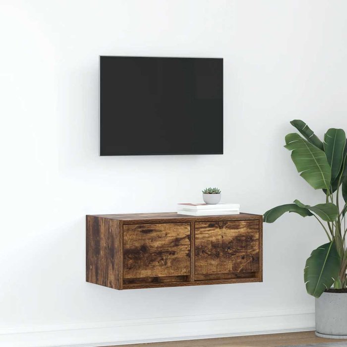 Mueble de tv de roble ahumado, 60x31x25,5 cm, madera de ingeniería