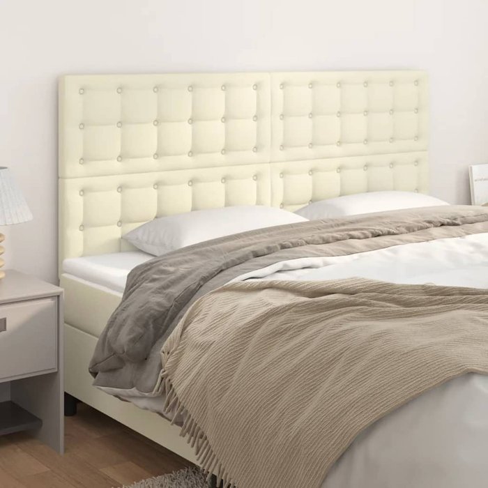 Cabeceros 4 unidades cuero sintético color crema 80x5x78/88cm