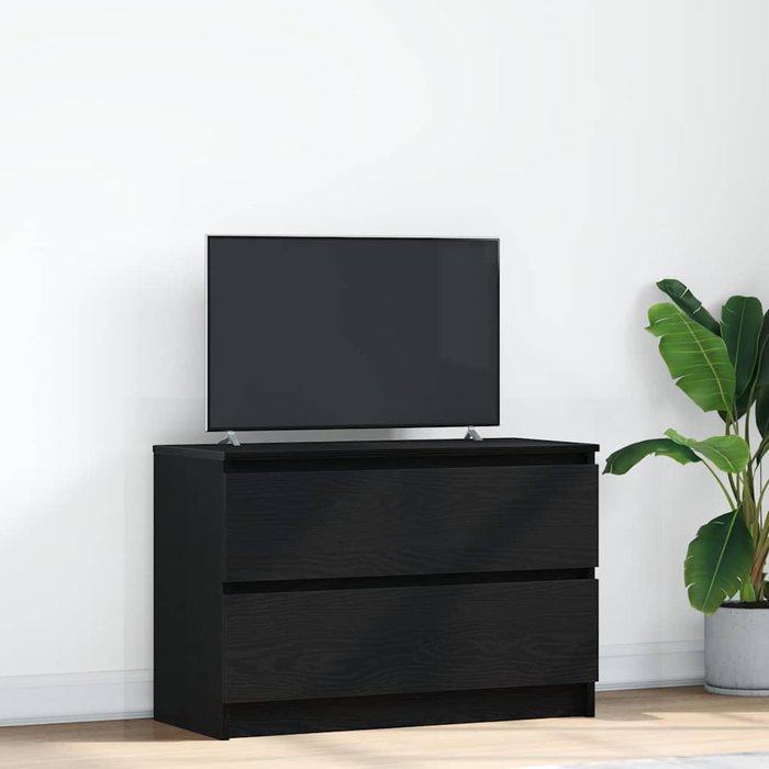 Mueble de tv negro 80x35x54 cm madera contrachapada