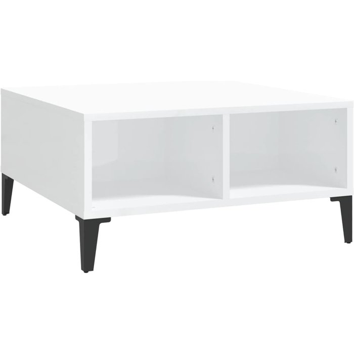 Mesa de centro madera contrachapada blanco brillo 60x60x30 cm - comfortxl