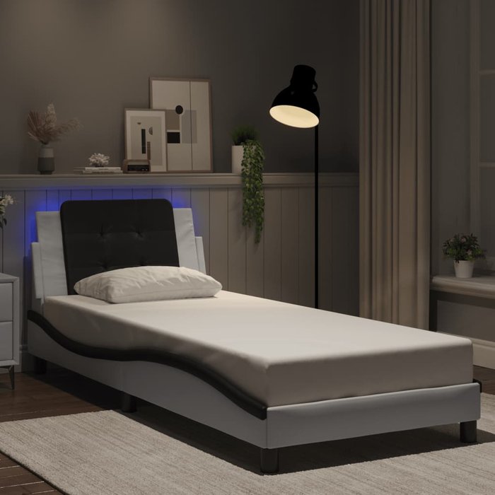 Estructura de cama con led sin colchón zadar blanco negro 80x200 cm vidaxl