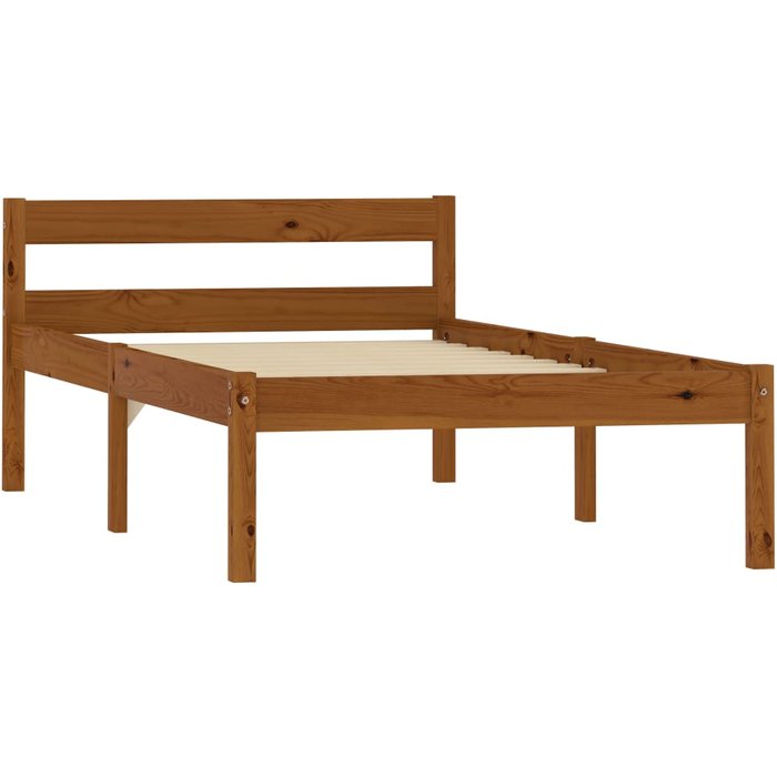 Estructura cama sin colchón madera pino marrón miel 100x200 cm — comfortxl