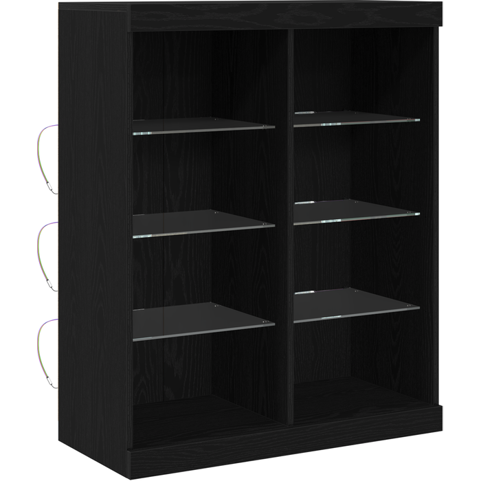 Aparador | gabinete de buffet con luces led roble negro 41x37x100 cm cfw812875