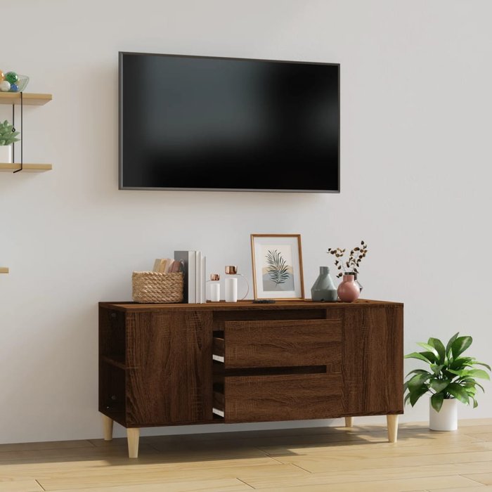 Mueble para tv madera contrachapada marrón roble 102x44,5x50 cm - comfortxl