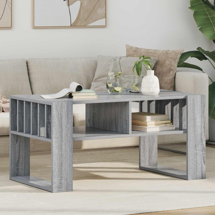 Mesa de centro sonoma grey, 92 x 49,5 x 45 cm, madera de ingeniería.