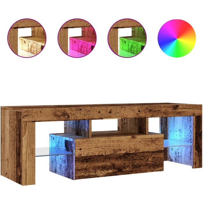 Mueble tv led en madera de ingeniería envejecida 120x36,5x40 cm - comfortxl