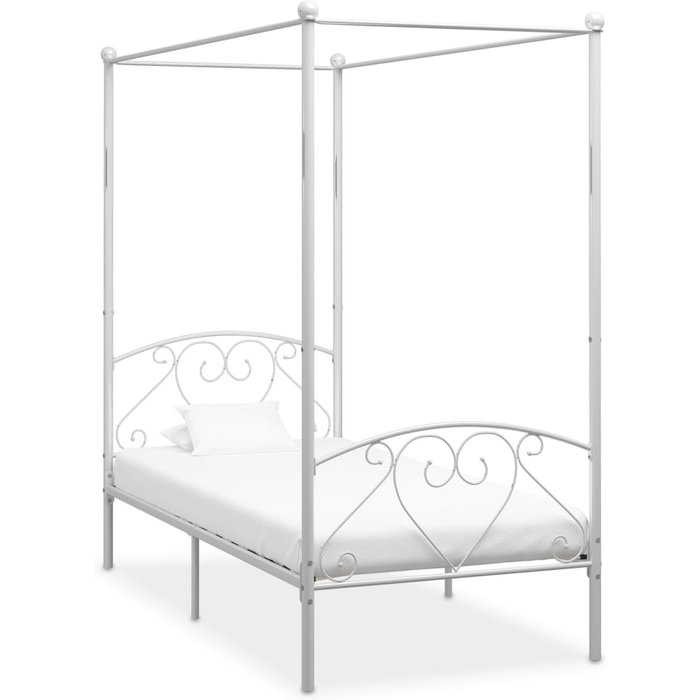 Estructura cama con dosel sin colchón metal blanco 100x200 cm vidaxl