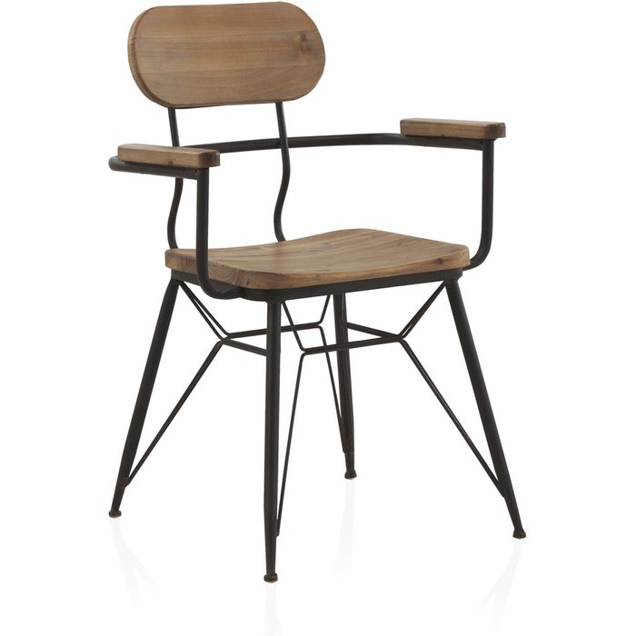 Sillón estructura metal asiento y respaldo de madera