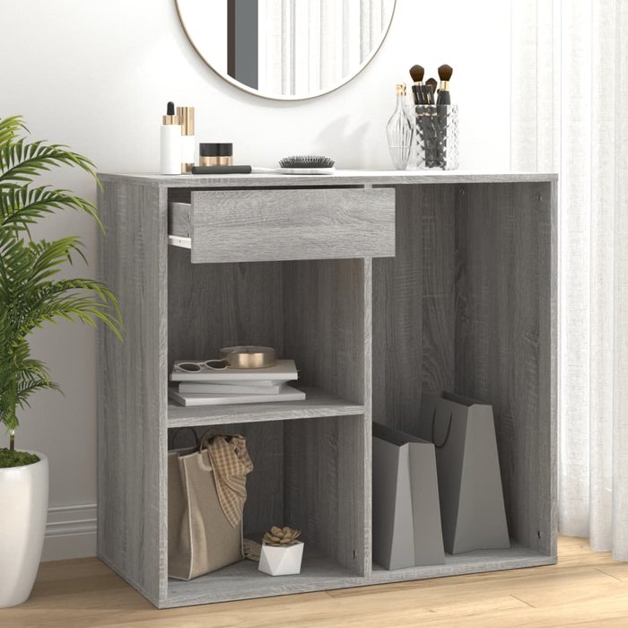 Mueble cosmético sonoma gris 80x40x75 cm madera contrachapada