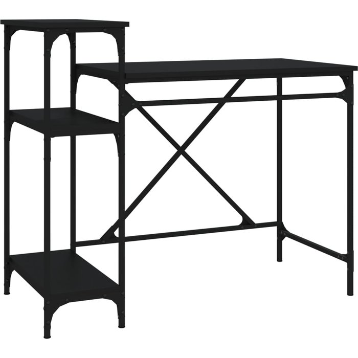 Escritorio con estantes de contrachapado negro 105x50x90 cm - comfortxl