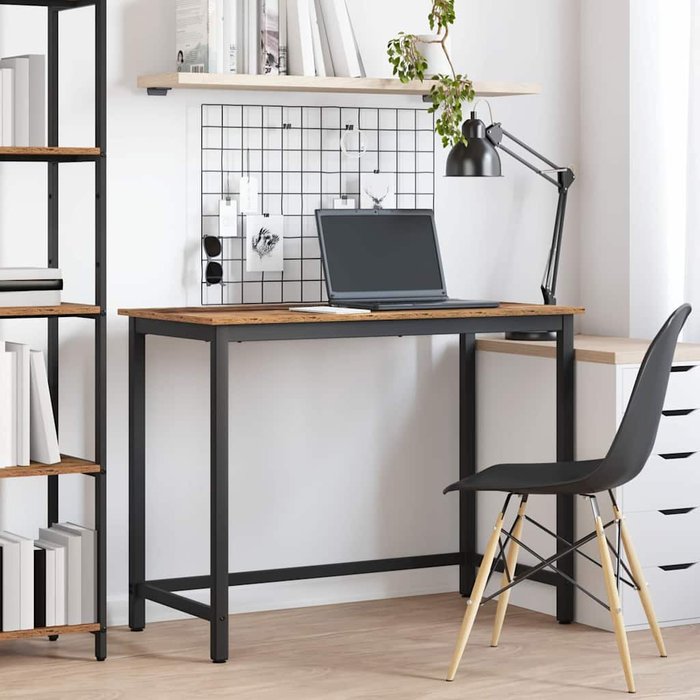 Mesa antigua de madera, 80 x 50 x 76,5 cm, madera de ingeniería y acero.