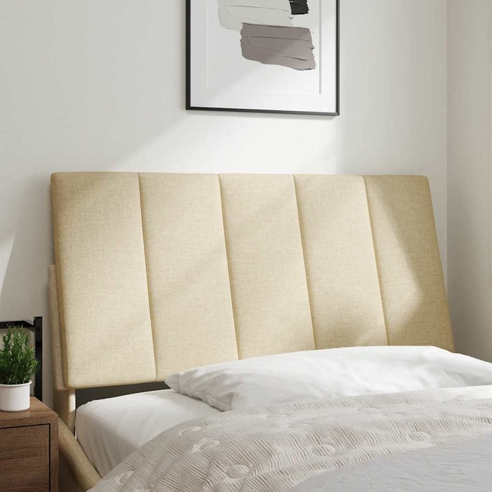 Cabecero de cama acolchado tela crema 100 cm - comfortxl