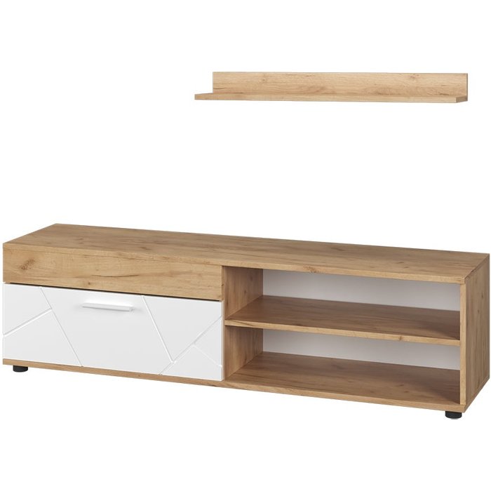 Vicco tablero bajo y estantería berno, oro potencia roble/blanco, con 1 solapa