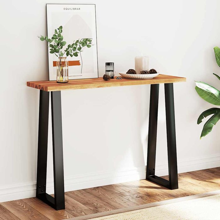 Mesa consola con borde vivo madera maciza acacia 110x35x80 cm