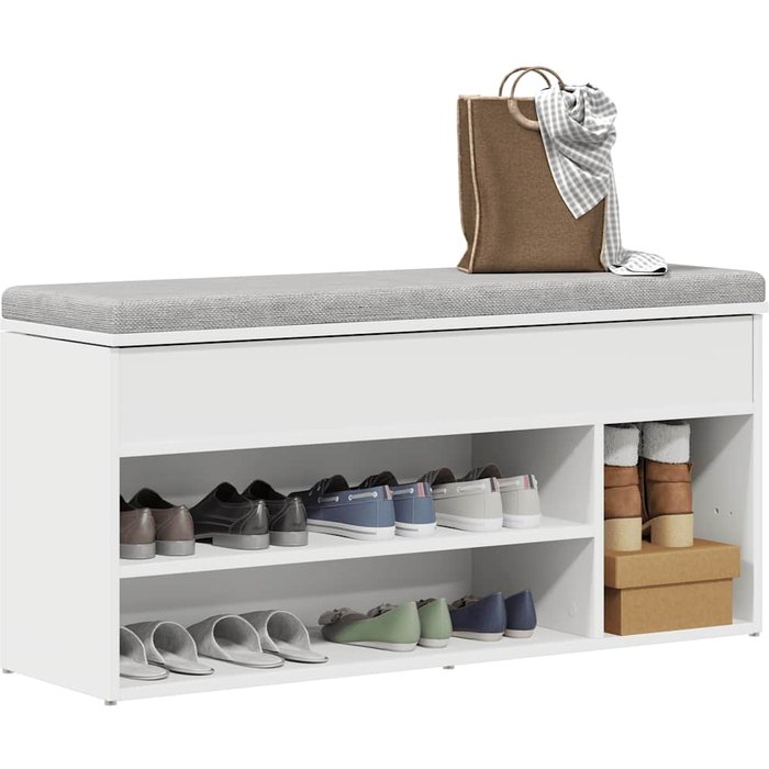 Banco zapatero blanco 102x30,5x45 cm madera de ingeniería