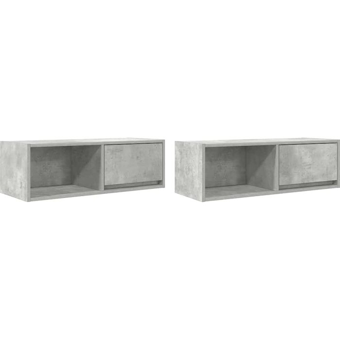 Mueble tv 2 módulos laminado gris hormigón 80x31x25,5cm - comfortxl