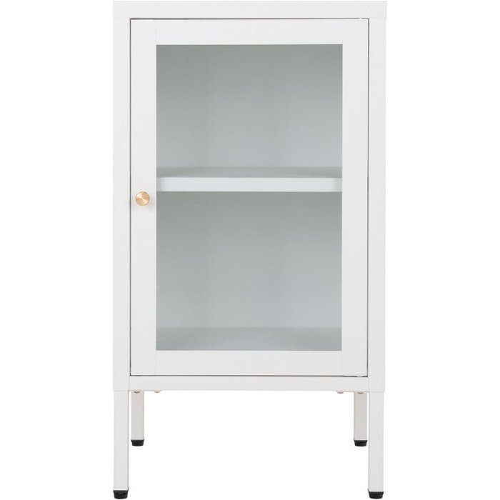 Armario de almacenaje 1 puerta de cristal metal blanco 38x70 cm