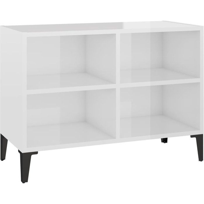Mueble de tv con patas de metal blanco brillo 69,5x30x50 cm - comfortxl
