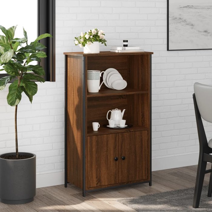 Aparador alto roble marrón 62x32x103,5 cm madera contrachapada