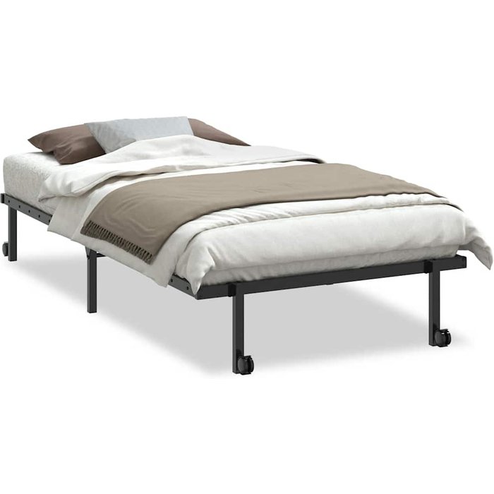 Estructura de cama sin colchón plegable negro acero 107x203 cm — comfortxl
