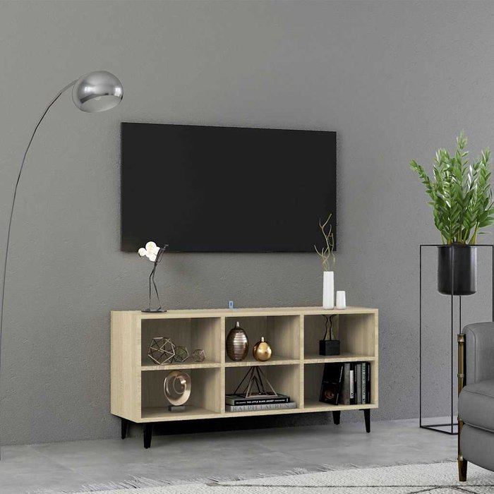 Mueble de tv con patas de metal, roble sonoma, 103,5x30x50 cm