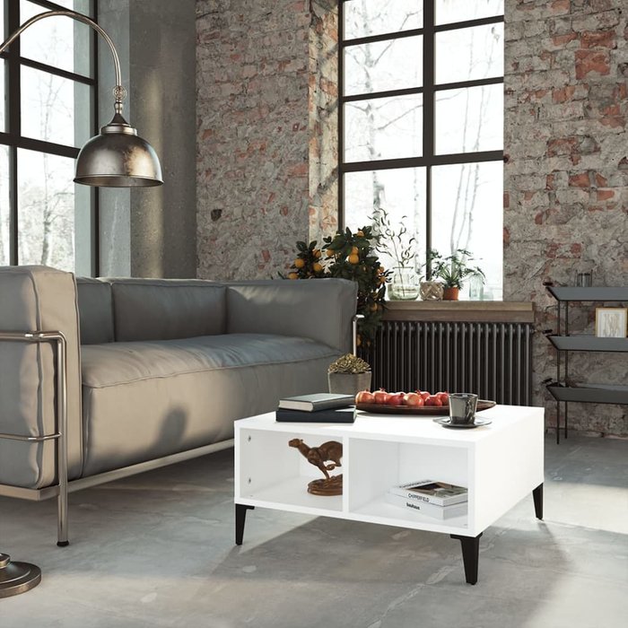 Maison exclusive - mesa de centro madera contrachapada blanca 60x60x30 cm