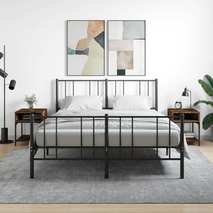 Mesitas de noche de 2 piezas, roble ahumado, 40x41x50 cm, madera de ingeniería.