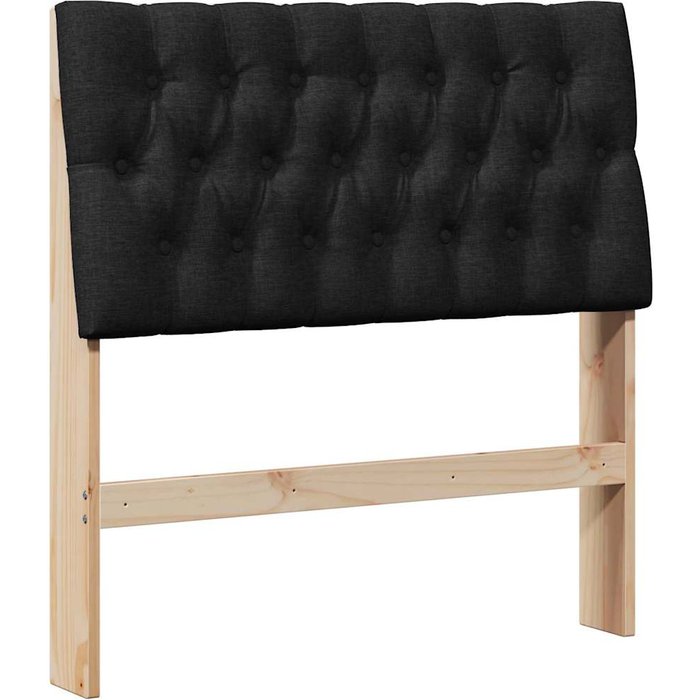 Cabecero cama - mueble cabecero tapizado negro 90 cm madera de pino macizo