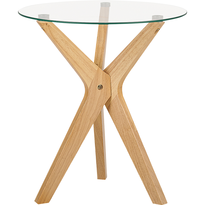 Beliani mesa auxiliar valley vidrio templado marrón claro