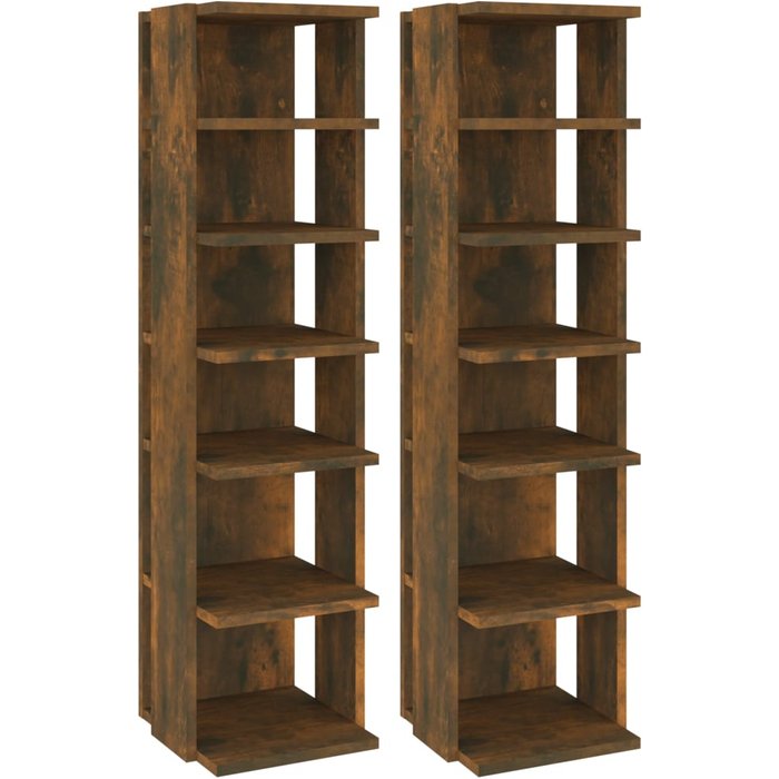 Zapatero 2 uds madera contrachapada roble ahumado 27,5x27x102cm