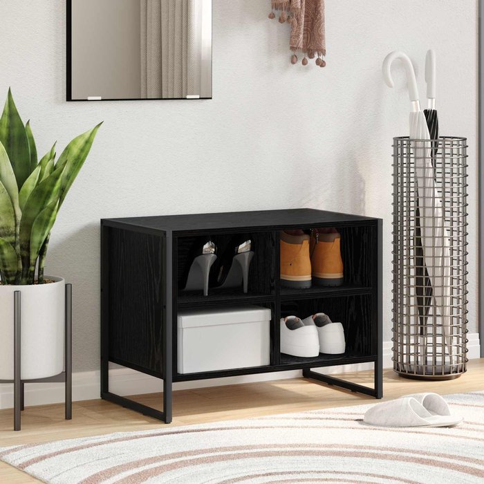 Zapatero con espacio de almacenamiento, roble negro, 60 x 35 x 44 cm